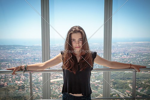 portrait of a beautiful teenager girl with aerial view on barcel