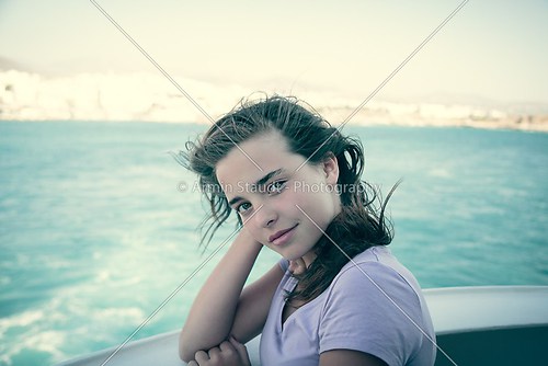 portrait of a teenager girl on a ship