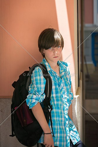 teen boy with rucksack on travel