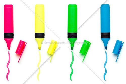 set of different colored marker, isolated on white