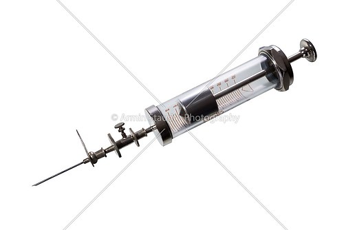 vintage syringes isolated on white