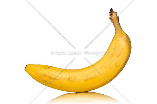 standing banana, isolated on white