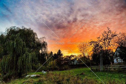 HDR shoot of a beautiful sunset in a garden