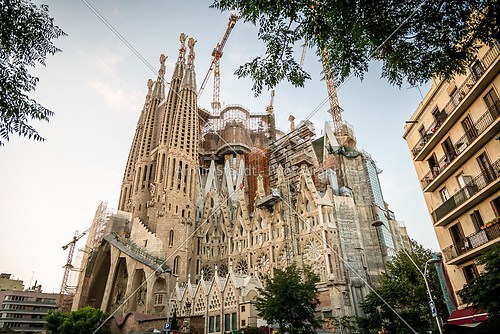 BARCELONA, SPAIN - JULY 10, 2014: La Sagrada Familia - the impre