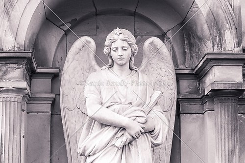 vintage shoot of an angel sculpture