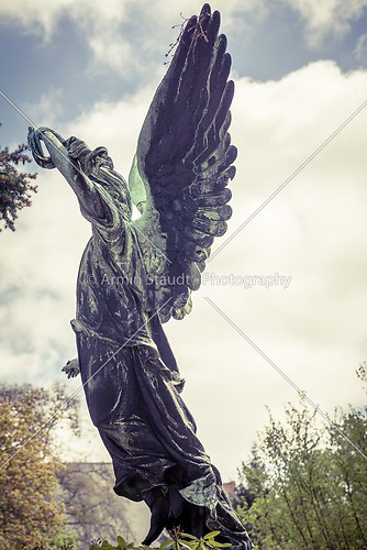 vintage shoot of an bronze angel. Unknown artist of the 18th cen