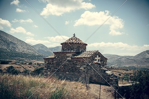 vintage style photo of an ancient greek church