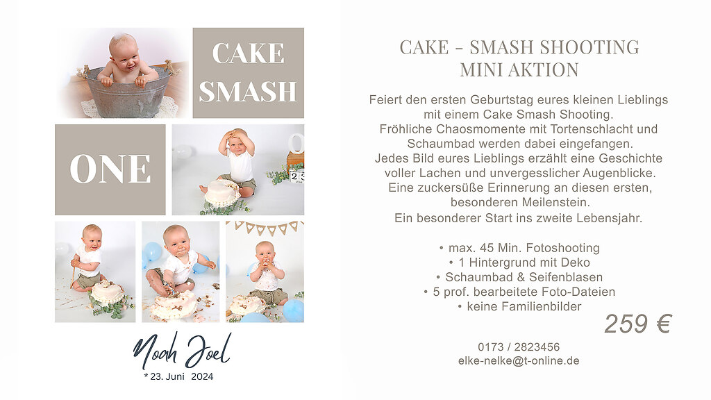 White Grey Minimal Baby Born Photo Collage - 1 (Cake Smash Mini Aktion : Noah 27.06.25-A)