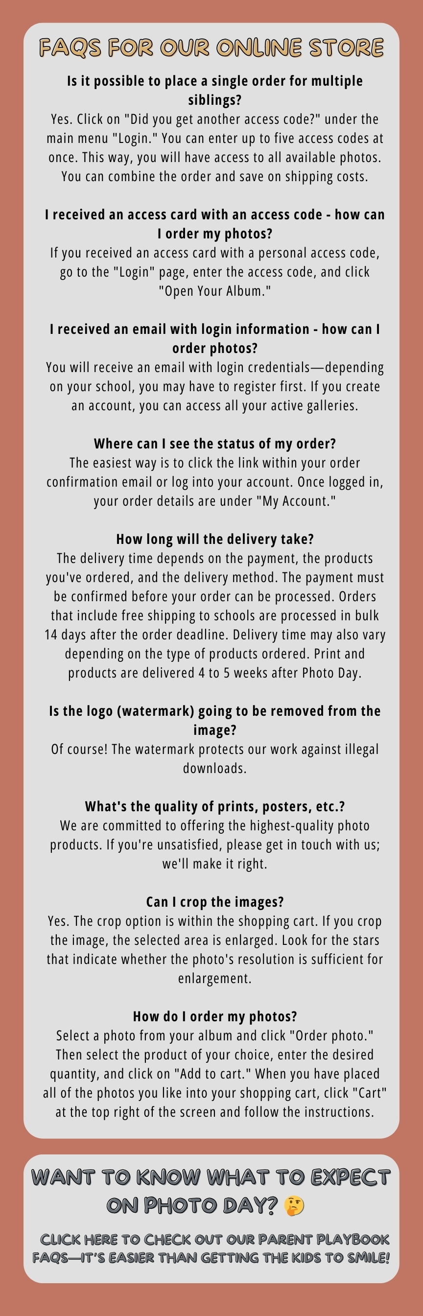 FAQs For Our Online Store