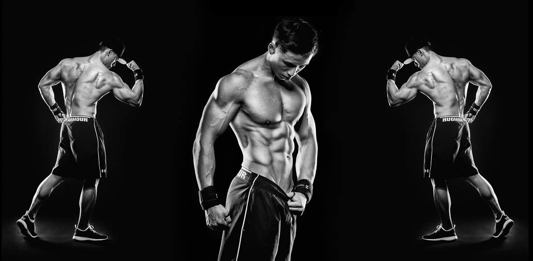 Sportler Portrait Bodybuilder in Schwarz-Weiß