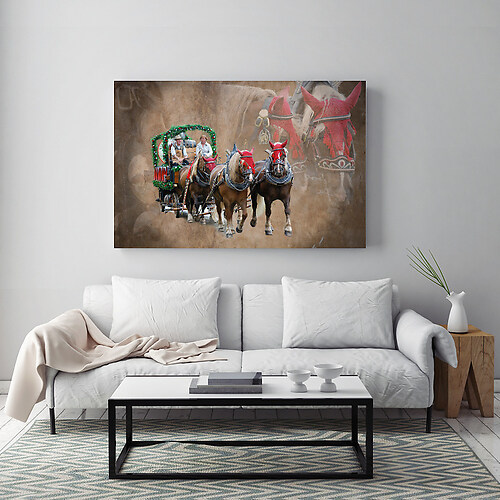 mock up blank poster on the wall of livingroom, 3D render (Wandbild_Brauereiwagen)