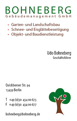 Bohneberg GmbH | Visitenkarte (Rückseite)
Logogestaltung
