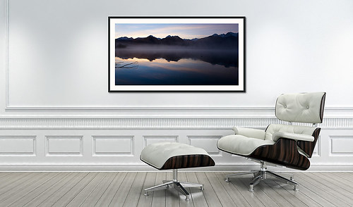 High-quality mirogard museum glass with passe-partout and frame black oak