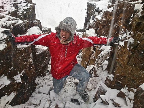 Kampf durch den Schneesturm