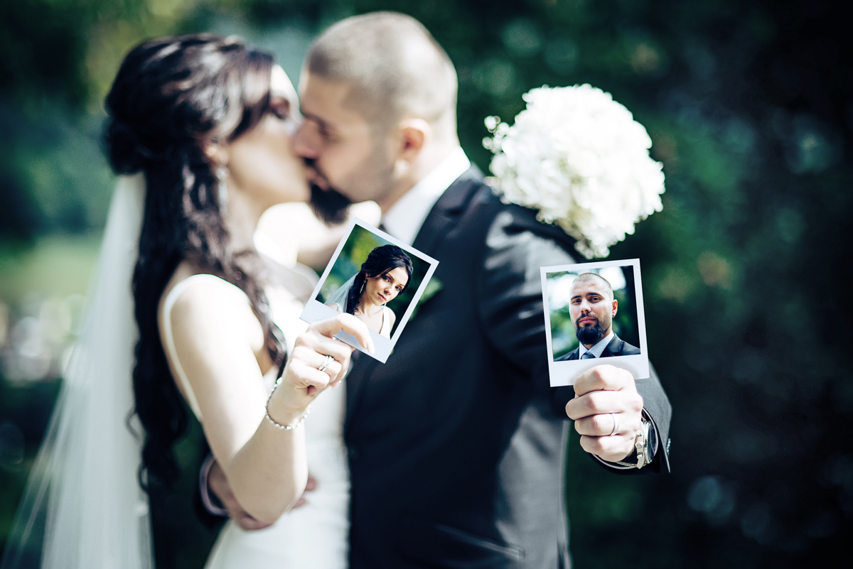 Brautpaar Hochzeitsreportage Polaroid Kiss